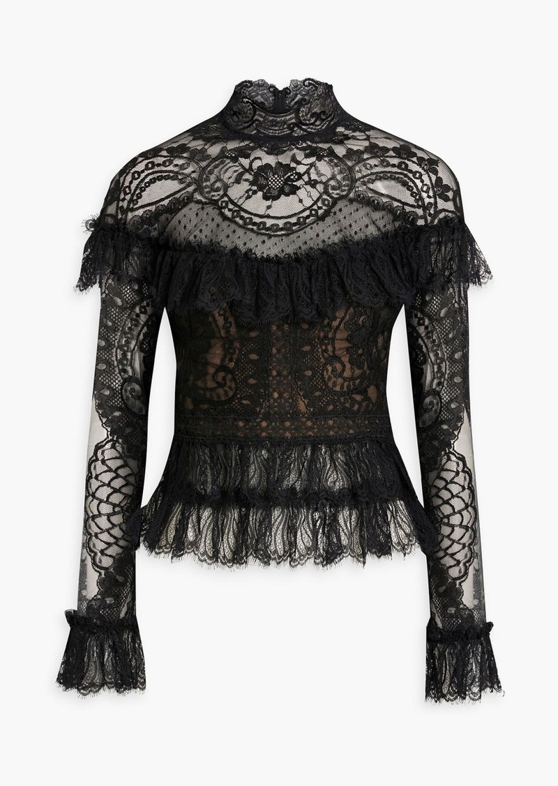 Zuhair Murad - Swiss-dot and Chantilly lace blouse - Black - FR 36