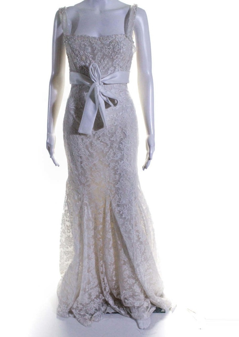 Zuhair Murad Ready To Wear Womens Lace Beaded Wedding Gown White