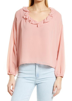 1.STATE Long Sleeve Ruffle Blouse in Pink at Nordstrom