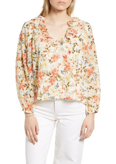 1.STATE Long Sleeve Ruffle Blouse in White Multi at Nordstrom