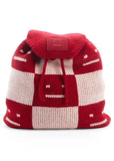 Acne Studios Kaba Checkerboard Knit Backpack in Deep Red/Faded Pink Melange at Nordstrom