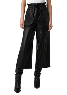 Akris punto Frey Paperbag Waist Faux Leather Culottes in Black at Nordstrom