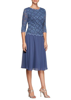 Alex Evenings Mock Two-Piece Cocktail Dress in Wedgewood at Nordstrom