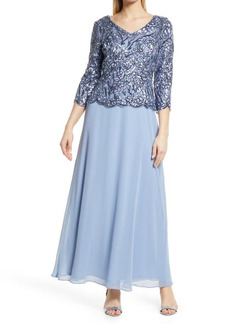 Alex Evenings Sequin Bodice Gown in Hydrangea at Nordstrom