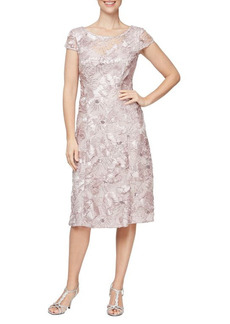 Alex Evenings Sequin Floral Cocktail Dress in Blush at Nordstrom
