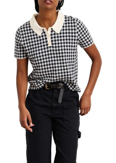 Alex Mill Carly Gingham Cotton & Cashmere Polo in Navy at Nordstrom
