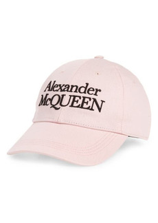 Alexander McQueen Embroidered Baseball Cap in Pink/Black at Nordstrom
