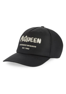 Alexander McQueen Graffiti Logo Embroidered Baseball Cap in Black/Ivory at Nordstrom