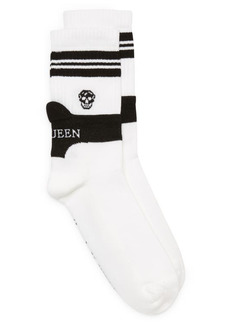 Alexander McQueen Hybrid Cotton Blend Socks in White/Black at Nordstrom