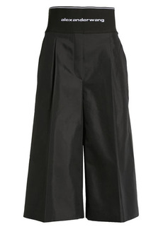 Alexander Wang High Waist Logo Pleated Culottes in Black at Nordstrom