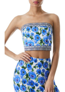 Alice + Olivia Ceresi Floral Crop Tube Top in Perfect Pansy at Nordstrom