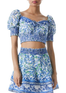 Alice + Olivia Crawford Floral Cotton Crop Top in Eve Ditsy/multi at Nordstrom