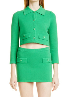 Alice + Olivia Ila Collar Cotton Blend Sweater in Garden Green at Nordstrom