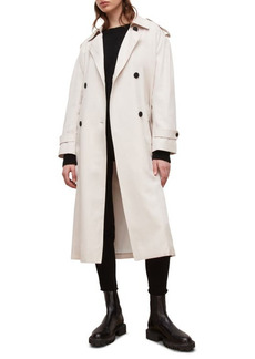 AllSaints Suze Tie Waist Trench Coat in Ivory White at Nordstrom