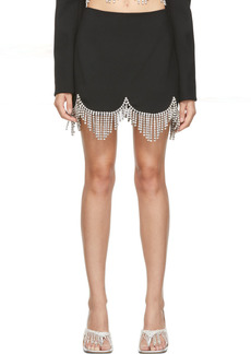 AREA Black Crystal Scallop Miniskirt