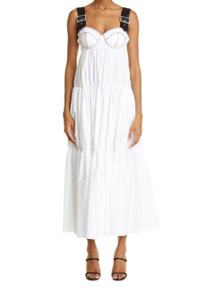 Area Crystal Cup Cotton Maxi Dress in White at Nordstrom