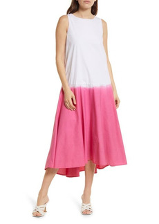 Area Stars Dip Dye Cotton Dress in White Pink at Nordstrom