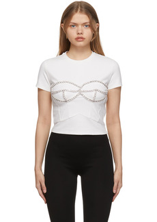 AREA White Crystal Bustier T-Shirt