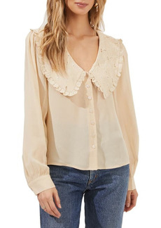 ASTR the Label Evelyn Embroidered Collar Blouse in Cream at Nordstrom