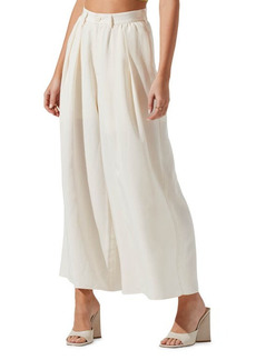 ASTR the Label Pleat Front Wide Leg Cotton Blend Trousers in Cream at Nordstrom
