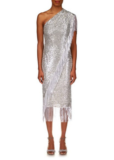 Badgley Mischka Collection Badgley Mischka One-Shoulder Evening Dress in Silver at Nordstrom