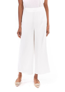 Badgley Mischka Collection Wide Leg Crop Pants in Ivory at Nordstrom