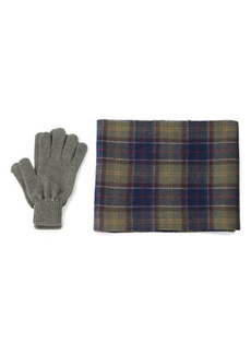 Barbour Tartan Wool Scarf & Gloves Set in Classic/Olive at Nordstrom