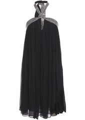 Ba&sh Woman Jing Crystal-embellished Silk-georgette Halterneck Mini Dress Black