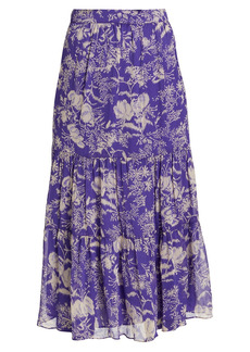 ba&sh Uria Tiered Floral Midi Skirt