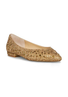 Betsey Johnson Crystal Pavé Pointed Toe Flat in Gold at Nordstrom