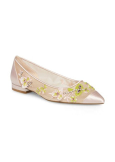 Betsey Johnson Willow Embellished Flat in Nude at Nordstrom