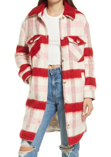 BLANKNYC Plaid Long Shirt Jacket in Cherry-Pick at Nordstrom