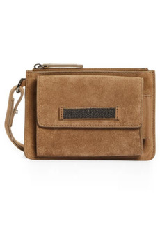 Brunello Cucinelli Suede Wristlet in New Ice at Nordstrom