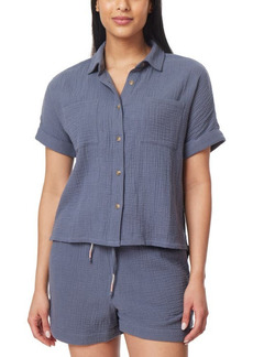 C & C California Janet Double Cotton Gauze Shirt in Grisaille at Nordstrom
