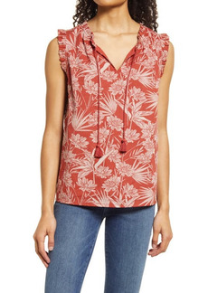 C & C California Petra Floral Cotton Voile Top in Palm Floral at Nordstrom