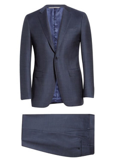 Canali Milano Trim Fit Solid Wool Suit in Navy at Nordstrom