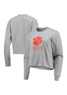 Women's Champion Heathered Gray Clemson Tigers Boyfriend Cropped Long Sleeve T-Shirt in Heather Gray at Nordstrom