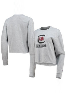 Women's Champion Heathered Gray South Carolina Gamecocks Boyfriend Cropped Long Sleeve T-Shirt in Heather Gray at Nordstrom
