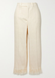 Chloé Fringed Pleated Silk Straight-leg Pants