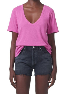 Citizens of Humanity Cecilie V-Neck Cotton T-Shirt in Bougainvillea at Nordstrom