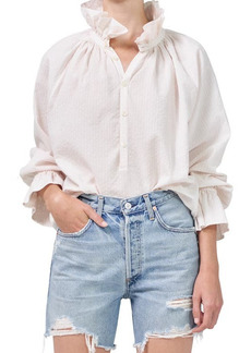 Citizens of Humanity Iris Ruffle Seersucker Button-Up Blouse in Flora Stripe at Nordstrom