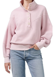 Citizens of Humanity Kennedy Half Button Pullover Sweatshirt in Peony at Nordstrom