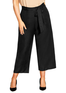 City Chic Contempo Linen Blend Culotte Pants in Black at Nordstrom