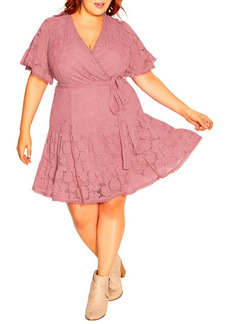 City Chic Garden Kisses Lace Fit & Flare Dress in Misty Rose at Nordstrom
