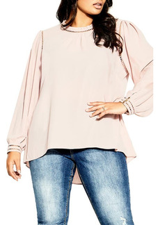 City Chic Kiss Me Quick Long Sleeve Blouse in Rose Bud at Nordstrom