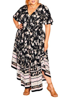City Chic Spirited Floral Maxi Dress in Black Spirited Fl at Nordstrom