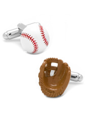 Cufflinks Inc. 3D Baseball and Glove Enamel Cufflinks