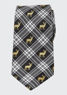 Cufflinks Inc. Men's Plaid Stag Silk Tie