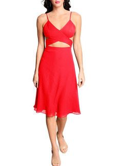 Dress the Population Abigail Cutout Fit & Flare Dress in Rouge at Nordstrom