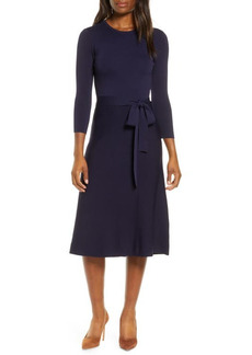 Eliza J Fit & Flare Sweater Dress in Navy at Nordstrom